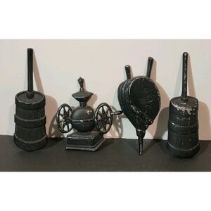Lot Of 4 Vintage Sexton Metal Churn Coffee Grinder, Bellows Metal Wall Decor Art